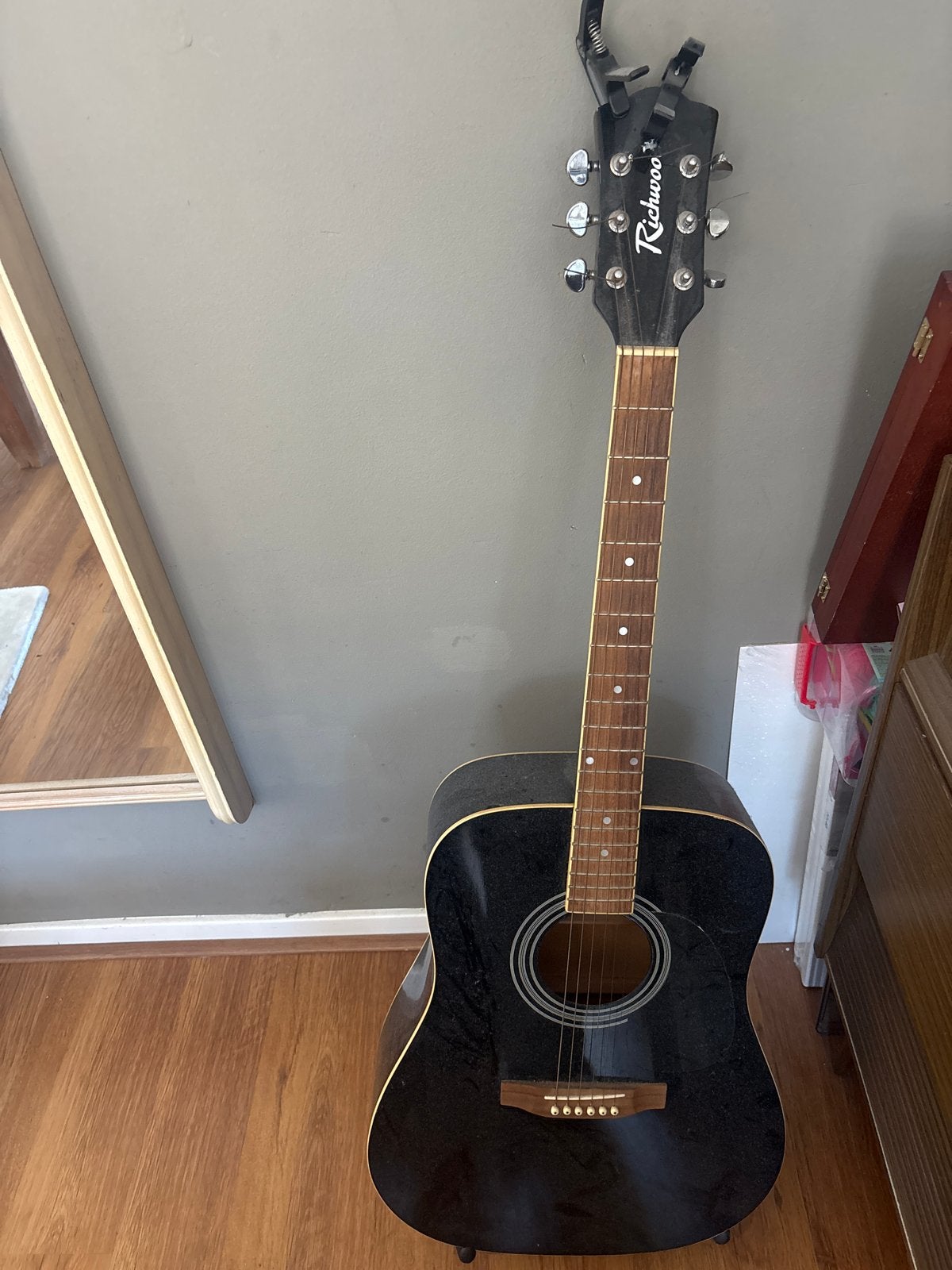 Richwood Westerngitaar Zwart - Zo goed als nieuw, Ophalen, Zo goed als nieuw, Western- of Steelstringgitaar