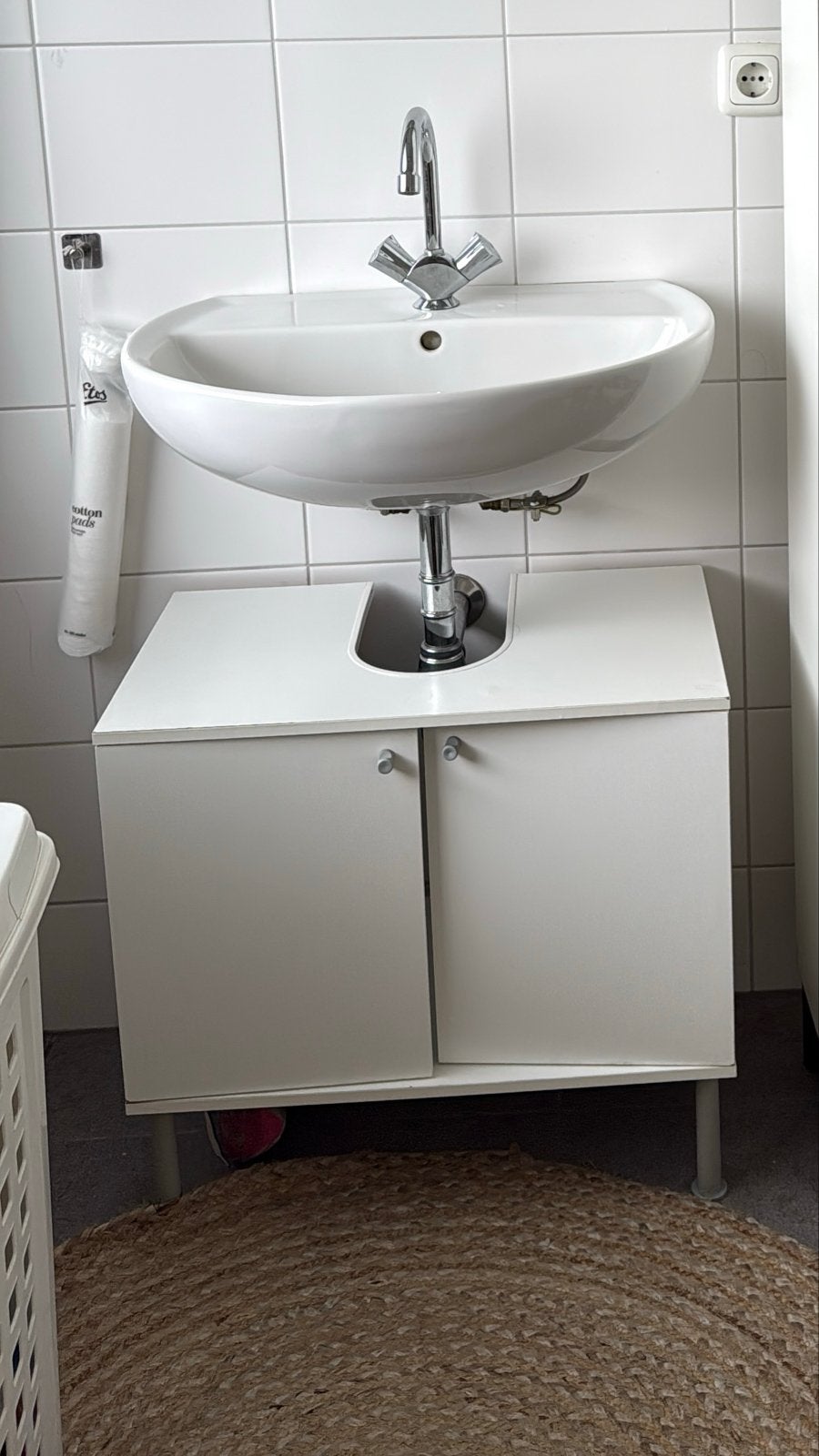 Witte badkamerkastje onder wastafel, Huis en Inrichting, Badkamer | Badkamermeubels, Ophalen, Gebruikt, 50 tot 100 cm, Minder dan 100 cm