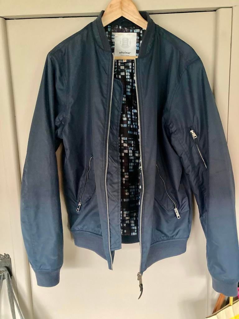 Blauwe bomber jack voor het voorjaar, Ophalen of Verzenden, Gedragen, Maat 52/54 (L), Blauw