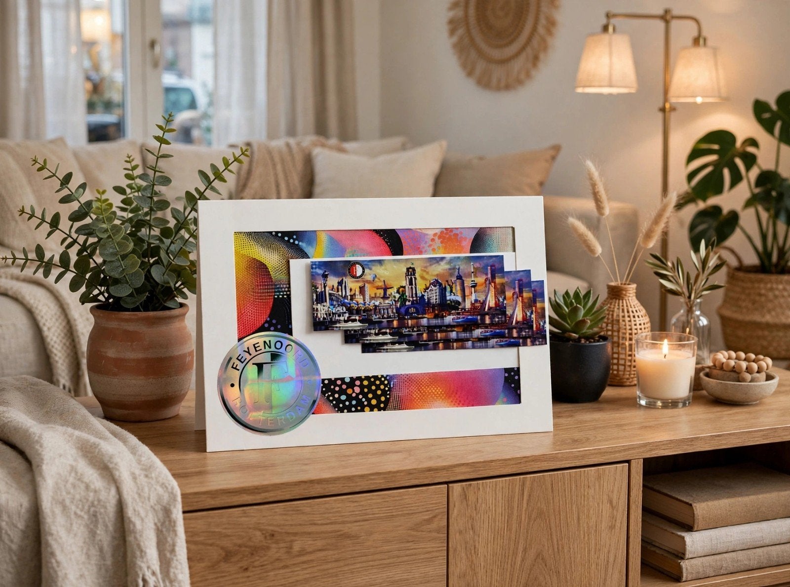 Feyenoord Rotterdam skyline kunstwerk, Minder dan 50 cm, Oorspronkelijke maker, Nieuw, Ophalen of Verzenden