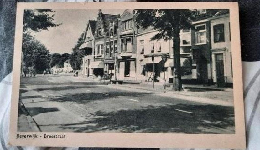 Kaart Beverwijk- Breestraat uit 1952, Ophalen of Verzenden, 1940 tot 1960, Gelopen, Noord-Holland