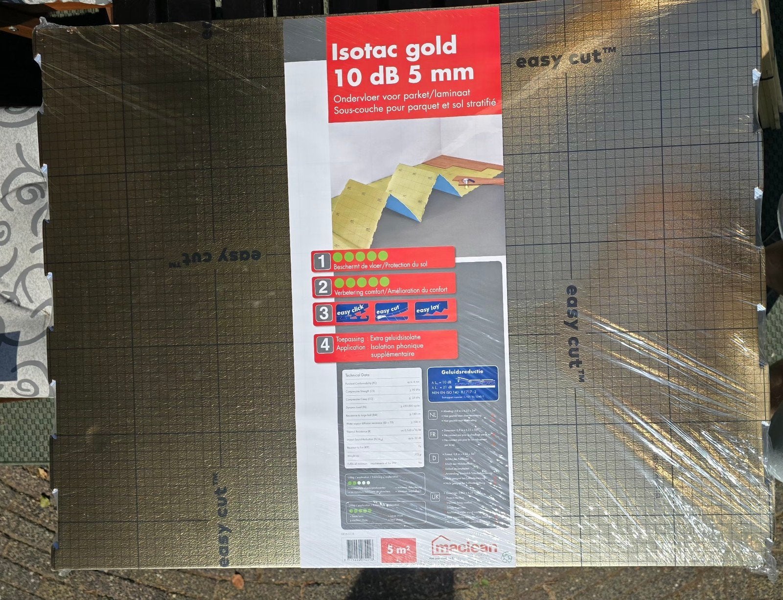 3 x Isotac Gold Ondervloer 10 dB 5 mm - 5 m², Ophalen