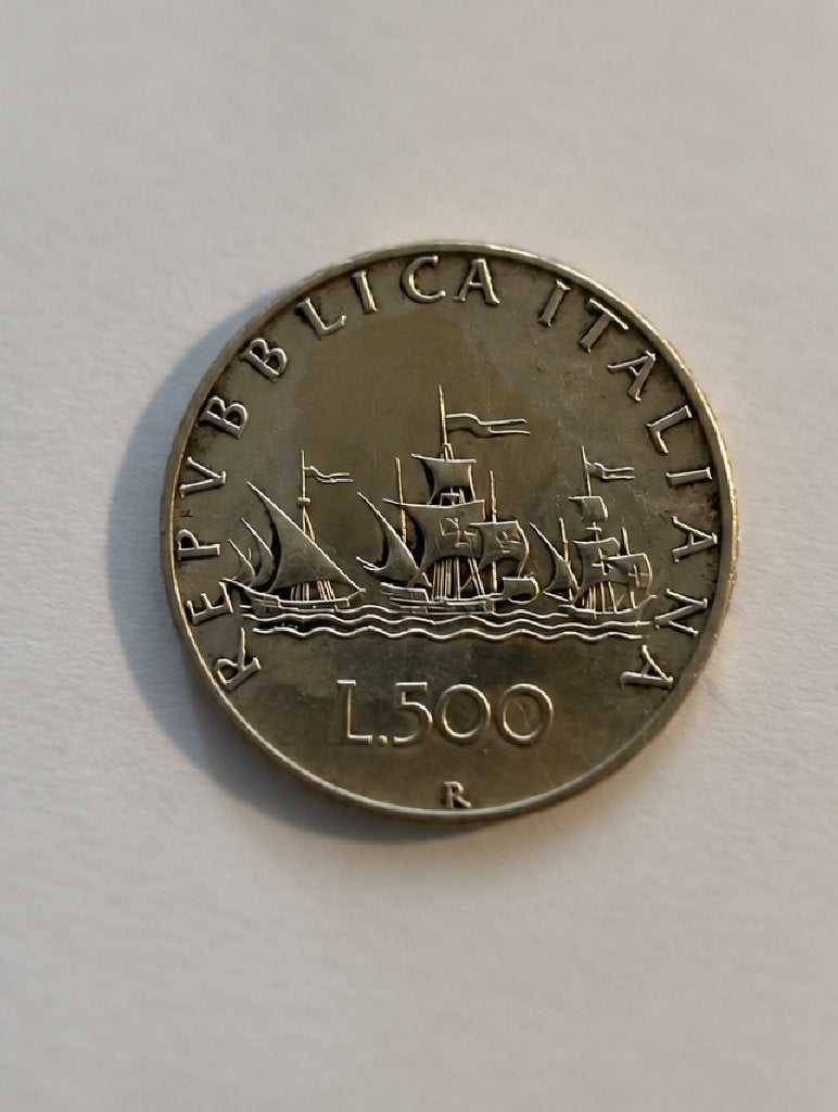 Zilveren 500 Lire Italië 1966 – Caravelle, Ophalen of Verzenden, Italië, Losse munt, Zilver