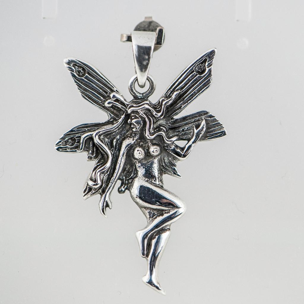 Sterling zilveren elf hanger – fantasy design, Sieraden, Tassen en Uiterlijk, Kettingen, Verzenden, Zo goed als nieuw, Grijs, Zilver