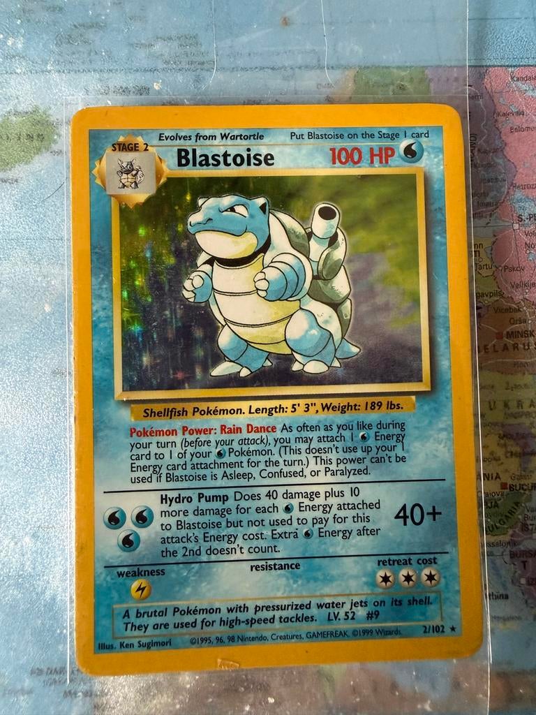 Blastoise Pokémon Kaart - Base Set 2/102 Holo, Ophalen of Verzenden, Gebruikt, Losse kaart, Foil