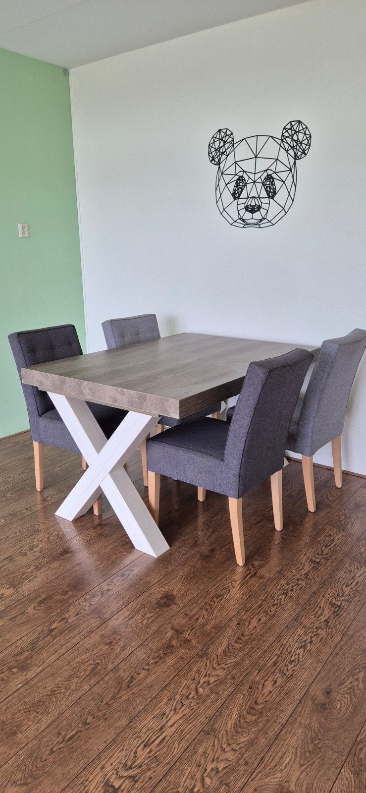 TEAB Nette eethoek met tafel en 4 stoelen, Ophalen, Gebruikt, 100 tot 150 cm, 50 tot 100 cm