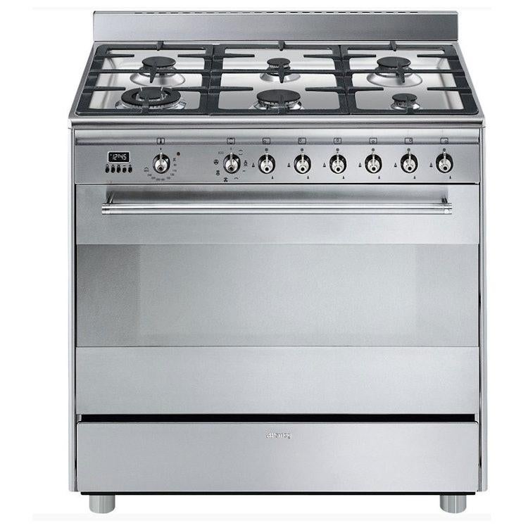 Smeg SNLK916MFX9 gasfornuis 6 pits, Ophalen, 60 cm of meer, Zo goed als nieuw, Gas
