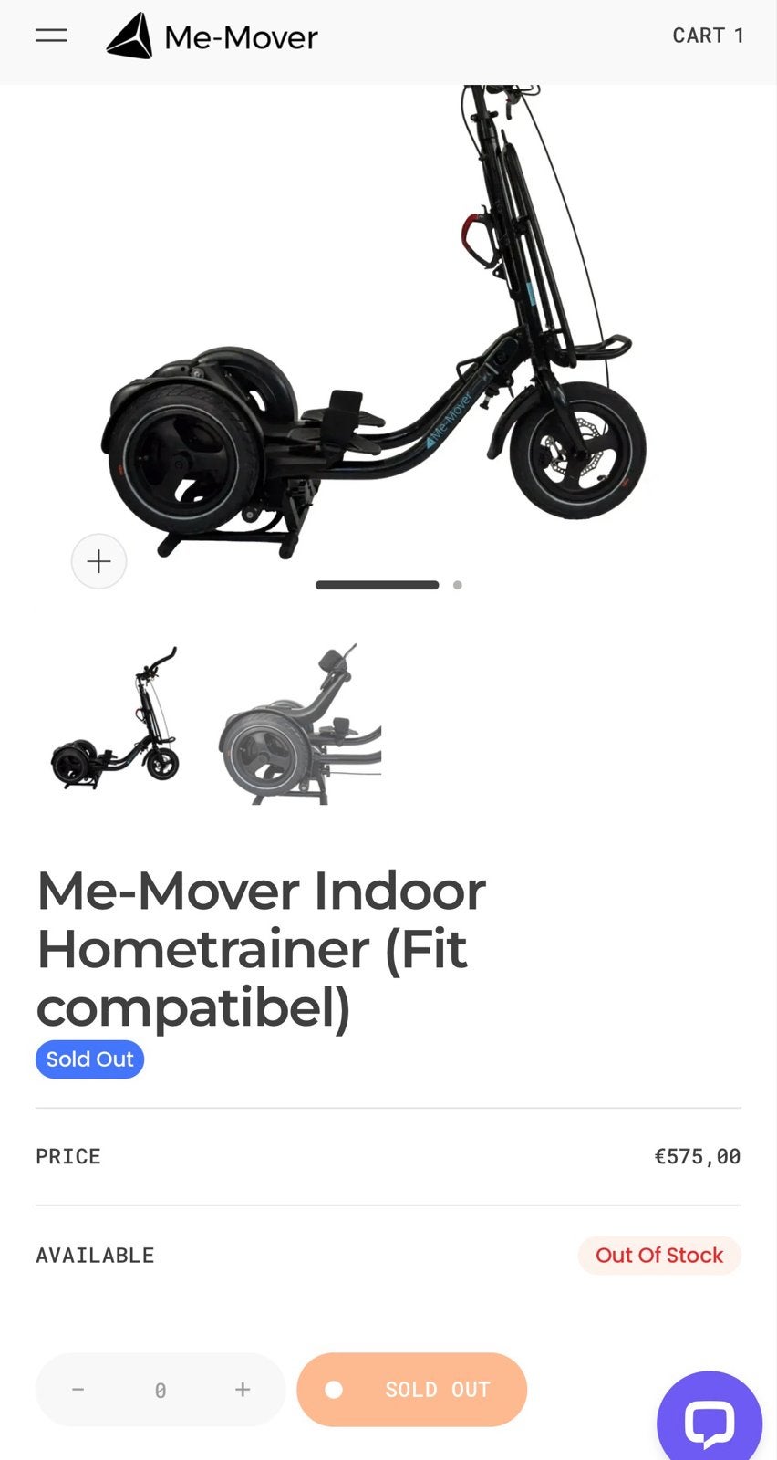 Me-Mover Indoor Hometrainer (Fit compatibel), Ophalen, Gebruikt, Metaal, Benen