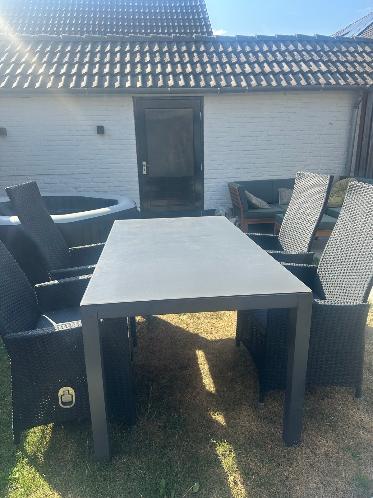 Bois le Duc tuinset met tafel (160x90) en 4 stoelen, Ophalen, 4 zitplaatsen, Gebruikt, Eettafel