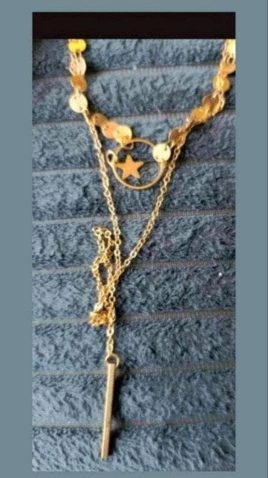 Ketting dubbel sterren staafje, Verzenden, Nieuw, Goud, Met hanger