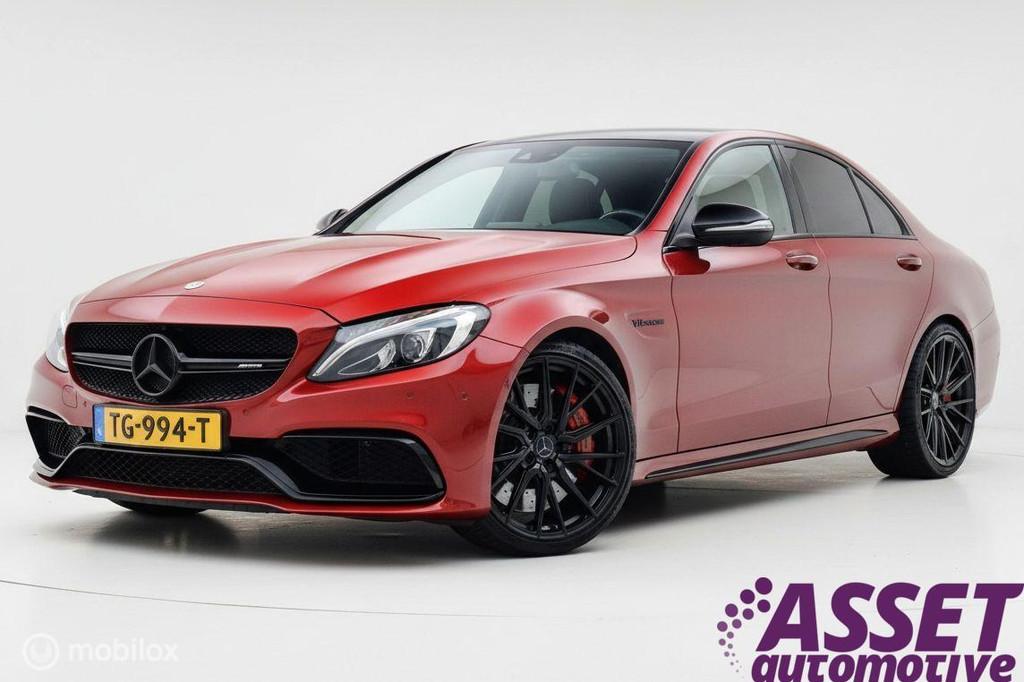 Mercedes C63S AMG V8 510pk Designo | Burmester | 20" Vossen, Auto's, Automaat, Achterwielaandrijving, Gebruikt, 510 pk