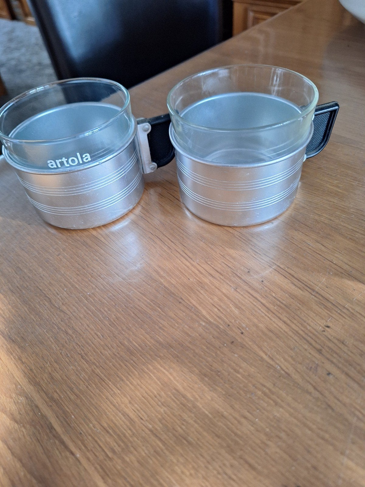 2 theeglazen met houder, Ophalen of Verzenden, Glas, Overige stijlen, Glas of Glazen