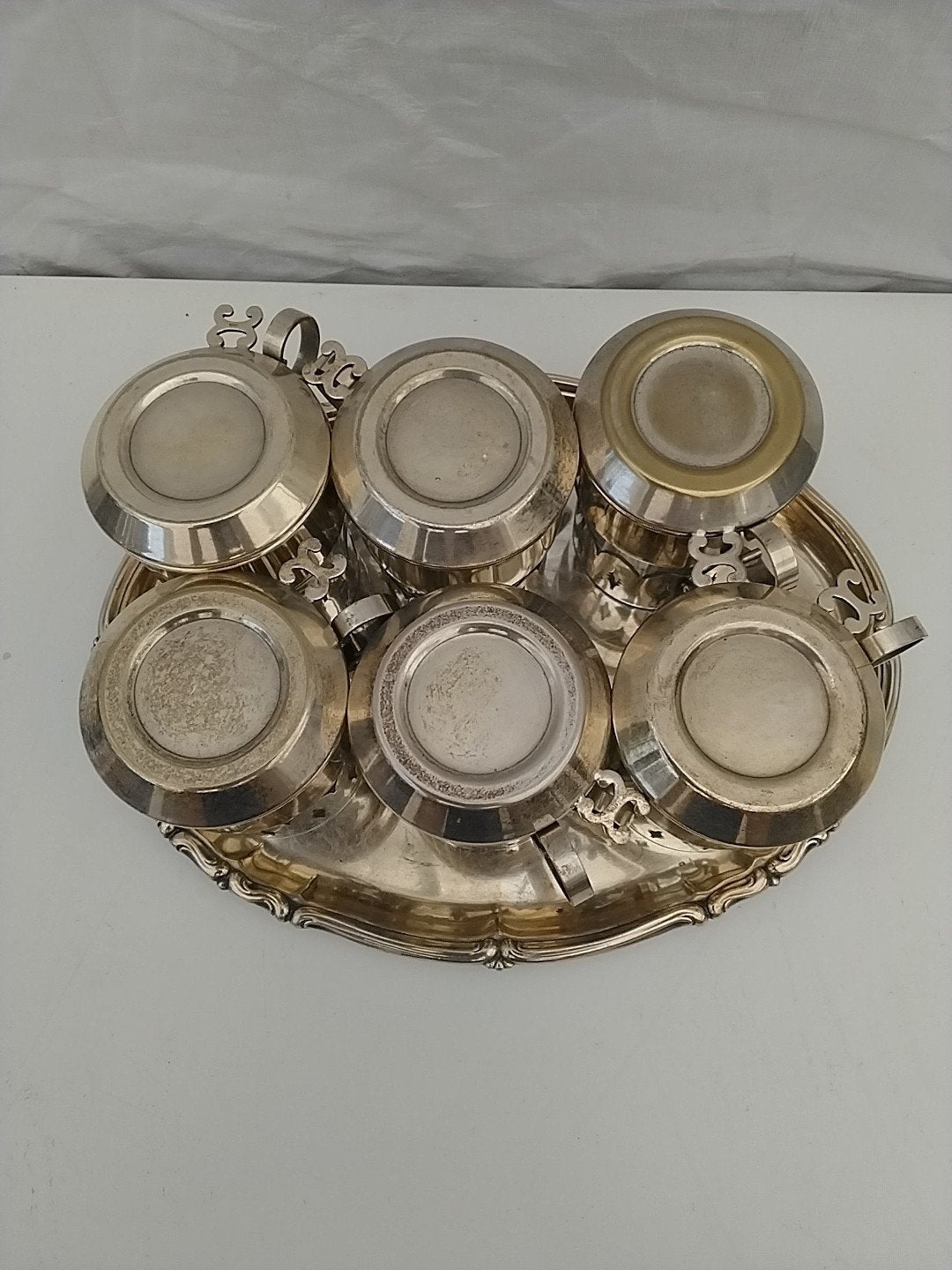 Vintage Verzilverd Koffie/Thee Set met Dienblad, Ophalen of Verzenden