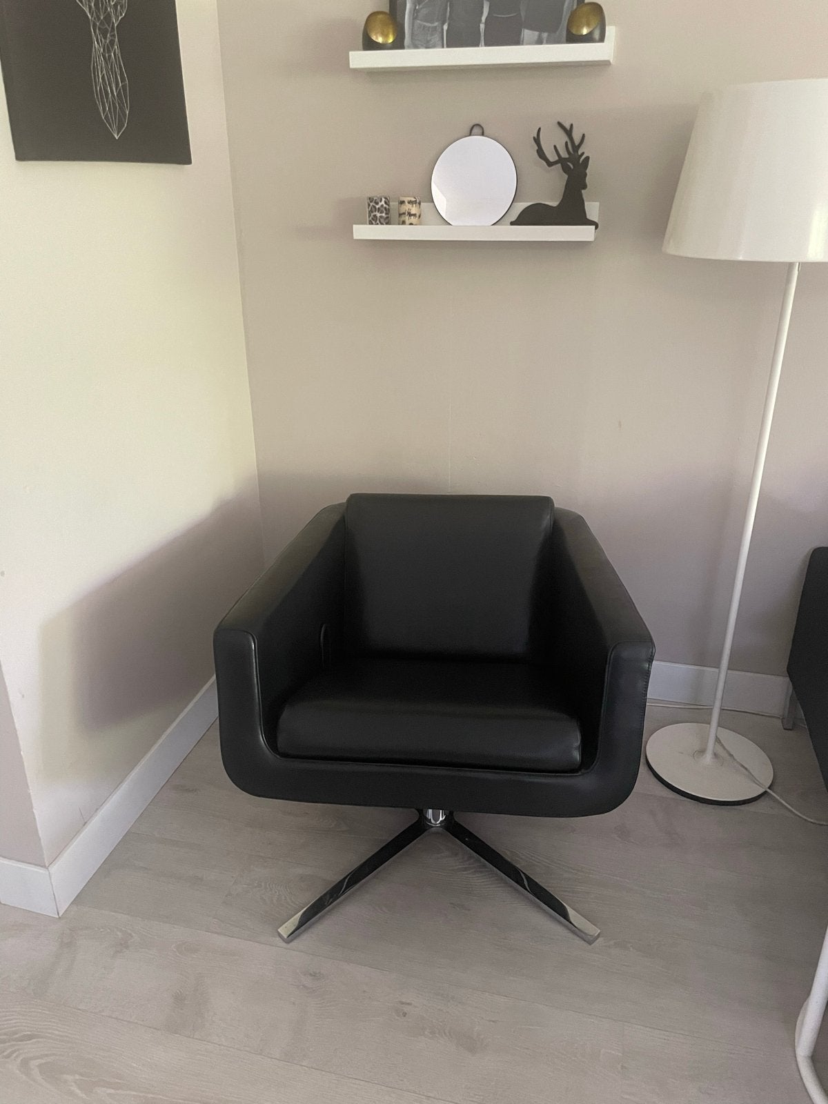 FSM Design Relax Fauteuil - Verstelbaar Zwart Leder, Huis en Inrichting, Fauteuils, Ophalen, Gebruikt, Design, Leer