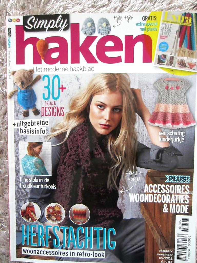 haken:  2 x SIMPLY HAKEN uit 2015 nr. 2 en 5, Hobby en Vrije tijd, Breien en Haken, Gebruikt, Haken, Patroon of Boek, Verzenden