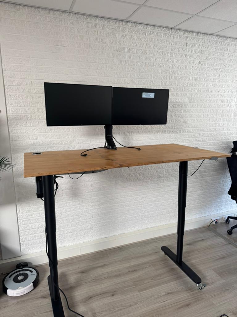 2x zit/sta bureau te koop (compleet), Huis en Inrichting, Bureaus, Ophalen, 160 cm, Gebruikt, Met wielen