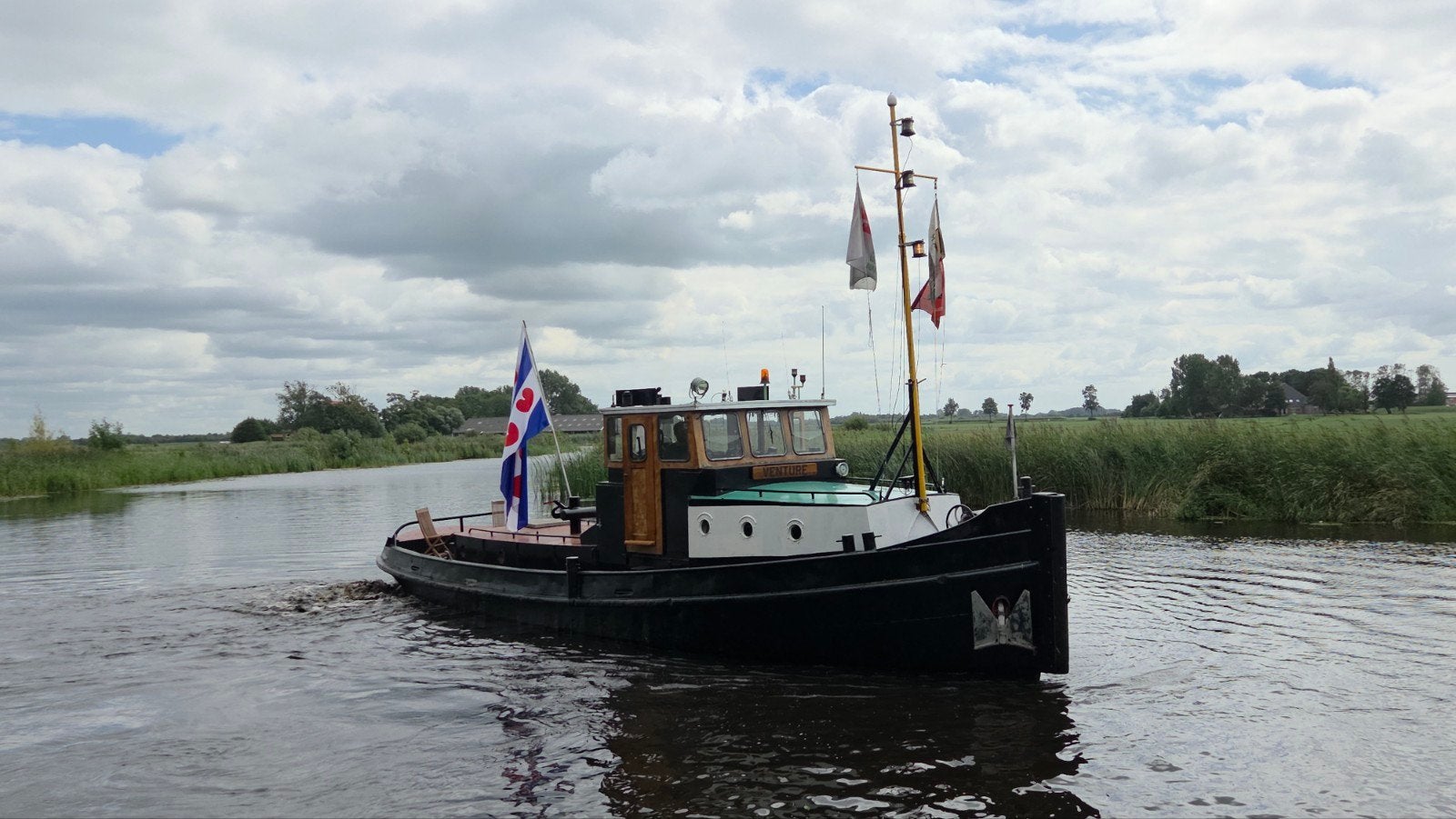 sleepboot, woonschip, motorschouw, opduwer, vlet, sloep, Watersport en Boten, Motorboten en Motorjachten, Vlet, Ophalen, Elektrisch