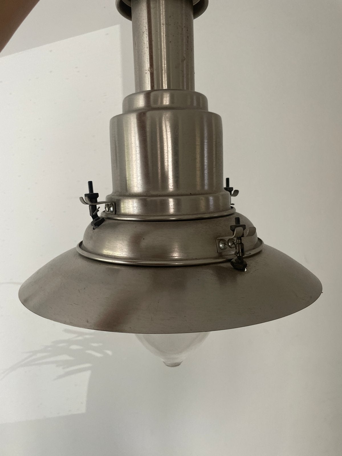 Industriële Hanglamp - Geborsteld Metaal, Ophalen of Verzenden, Gebruikt, Metaal, E27 (groot)
