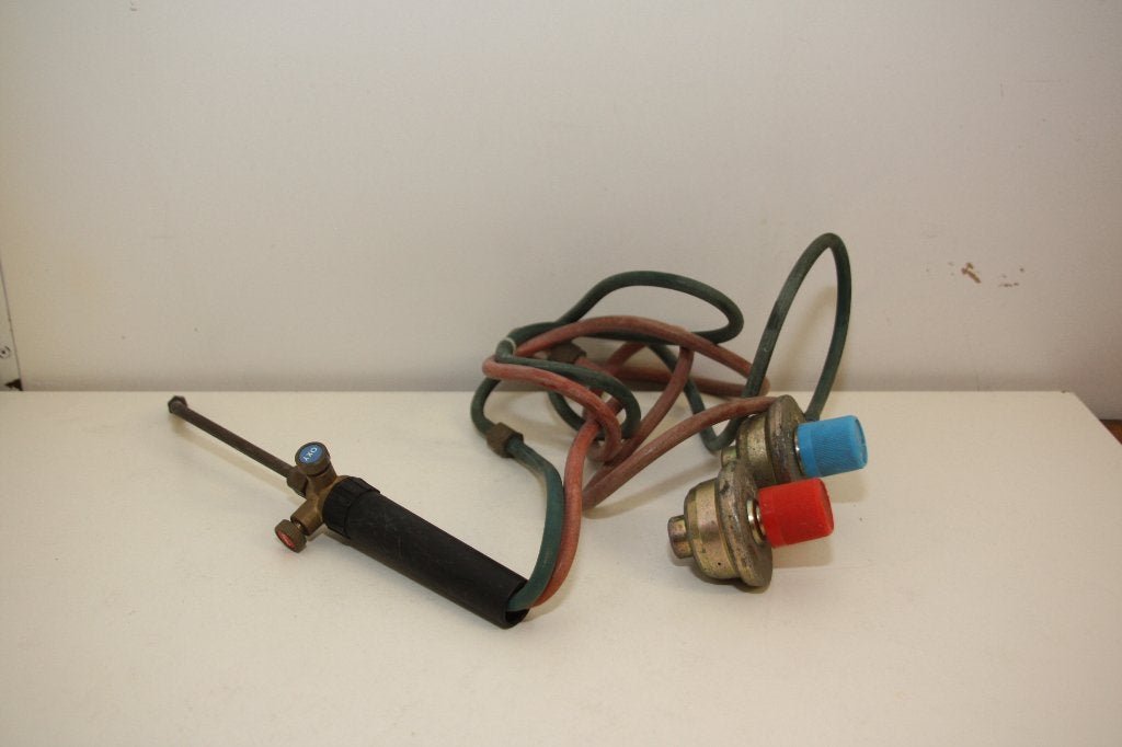 Vintage gasbranderset met 2 aanvoerslangen voor gas en O2, Ophalen of Verzenden