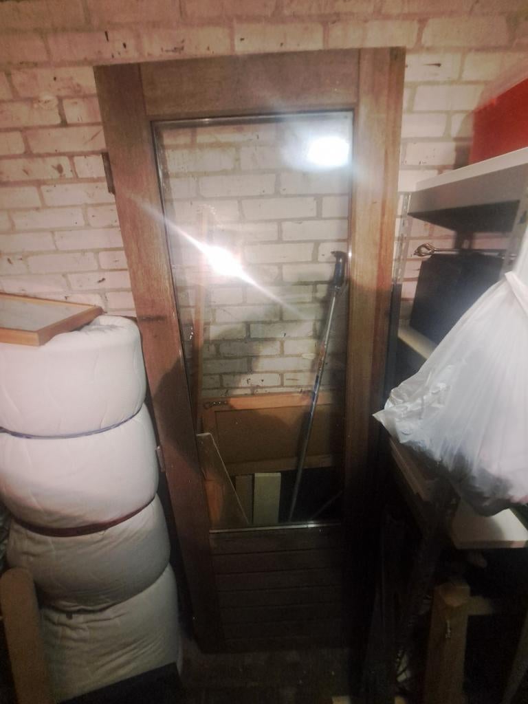 Hardhouten deur nooit gebruikt dubbele glas, Doe-het-zelf en Verbouw, Deuren en Horren, Ophalen, Nieuw, Buitendeur, 200 tot 215 cm