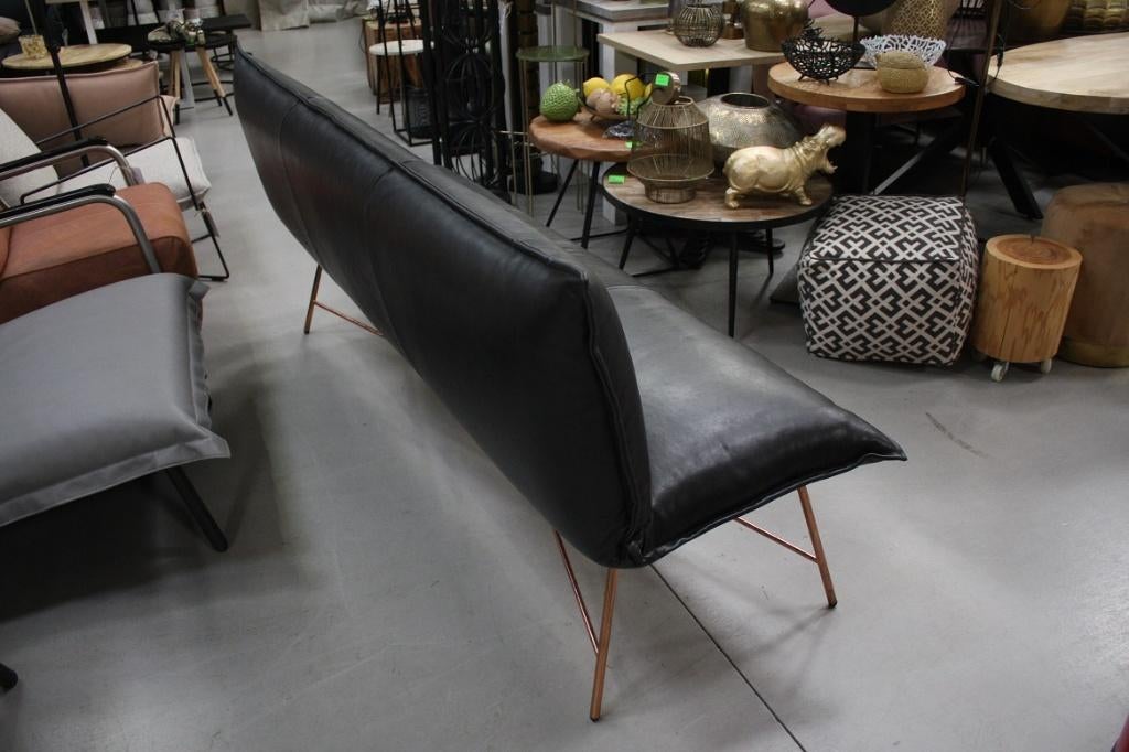 Luxe eetkamerbank VIDAR Jess Design metaal koper leer zwart, Ophalen, Zwart, Zo goed als nieuw, Eén