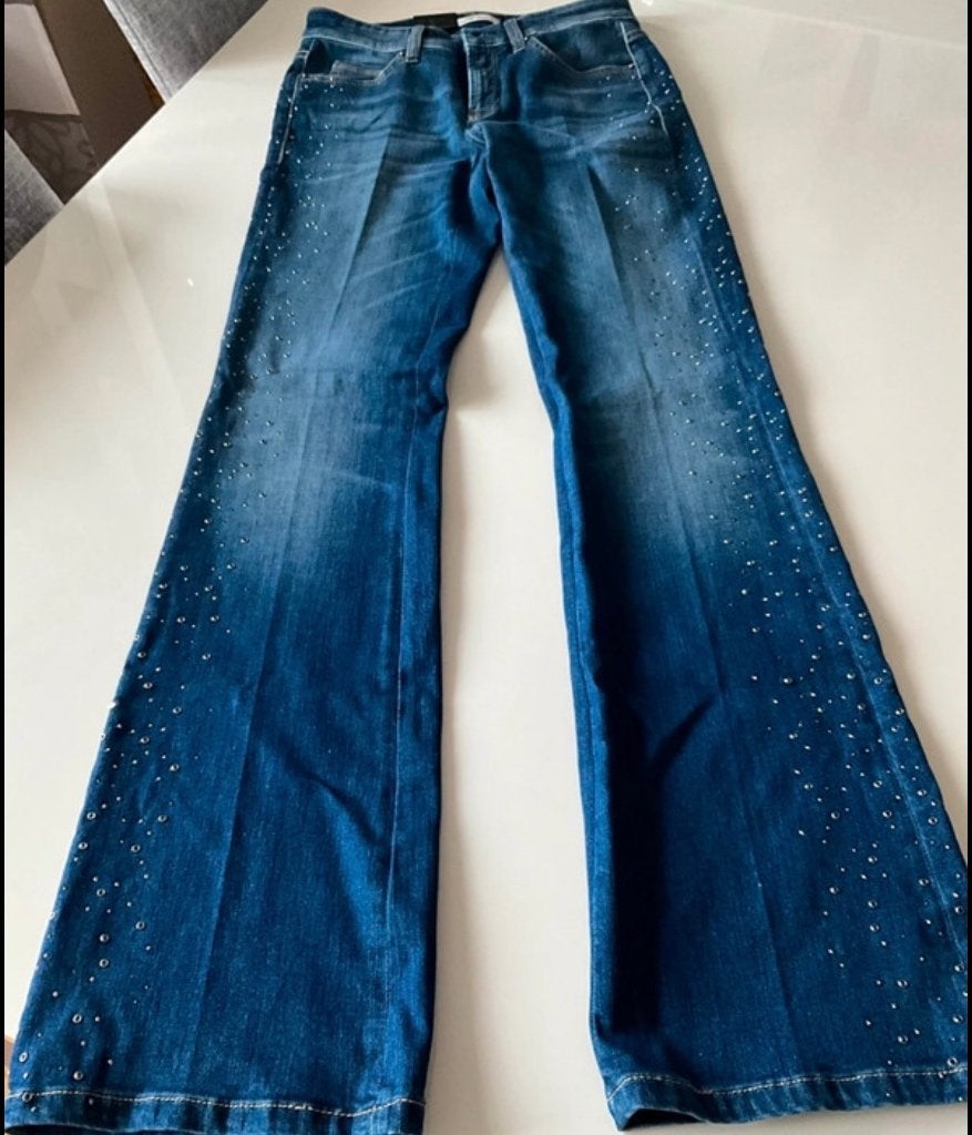 Cambio flared jeans paris  strass met label maat 32, Cambio, Nieuw, W27 (confectie 34) of kleiner, Verzenden