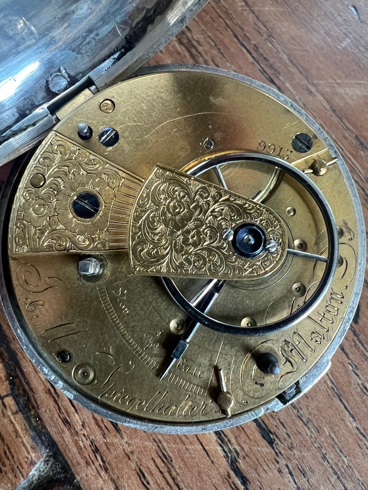 Antiek Engels Zilveren Zakhorloge, Spiegelhalter, 1852, Verzenden, Zilver