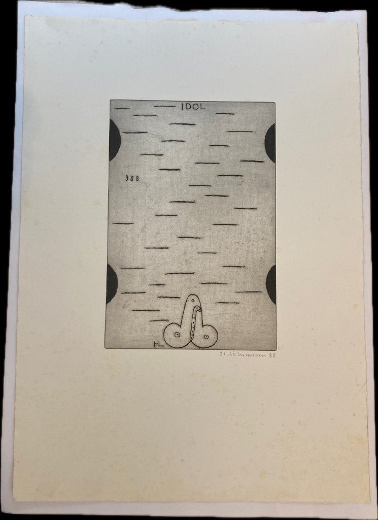 Reinier Lucassen - IDOL, Antiek en Kunst, Kunst | Etsen en Gravures, Ophalen, 40 cm, Mythologie, Gravure