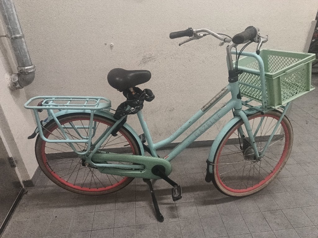 Gazelle damesfiets handrem mandje, Fietsen en Brommers, Fietsen | Dames | Damesfietsen, Ophalen, Gebruikt, Versnellingen, 56 cm of meer
