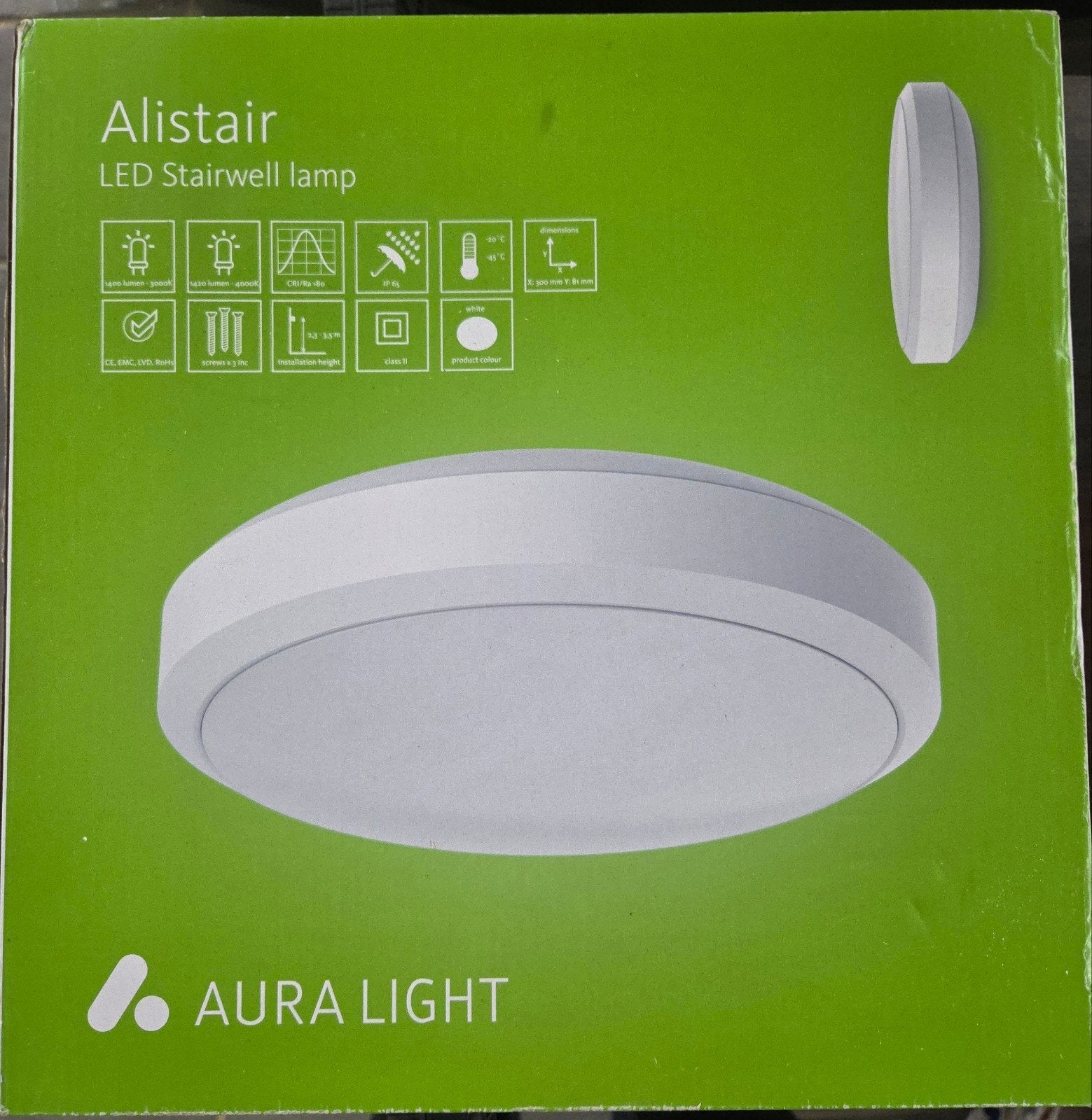 Aura Light Alistair LED Stairwell lamp 15W 3000K sensor DL, Huis en Inrichting, Lampen | Overige, Wit, Nieuw, Overige fittingen