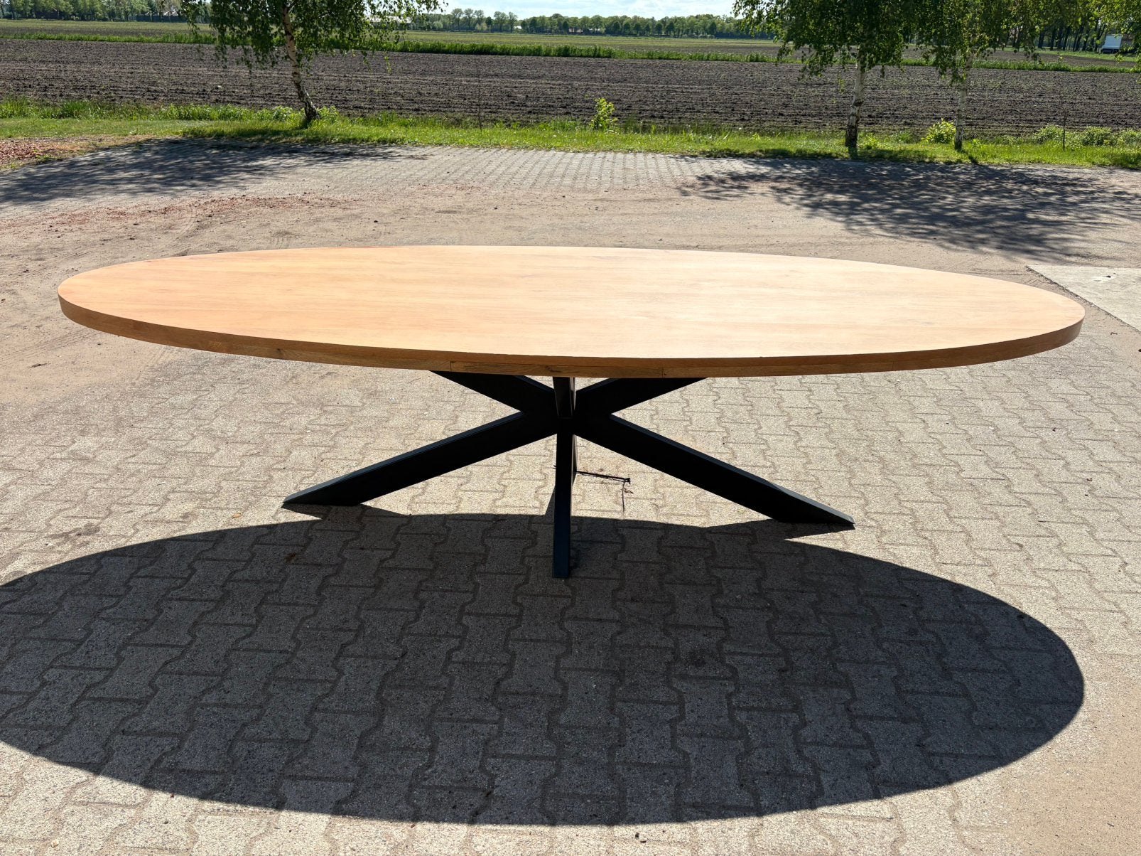 Deens Ovale Mangohouten Eettafel 300 cm – Nieuw!, Ophalen, 100 tot 150 cm, Ovaal, Nieuw