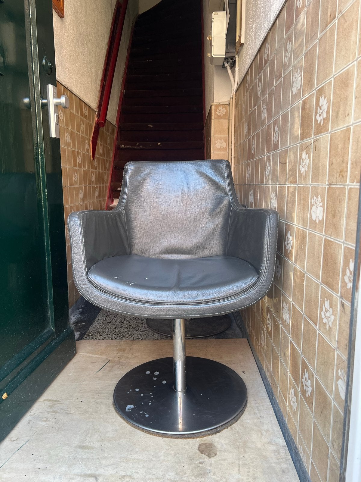 2 originele IKEA TIRUP draaistoelen, Ophalen, Gebruikt, Zwart, Leer
