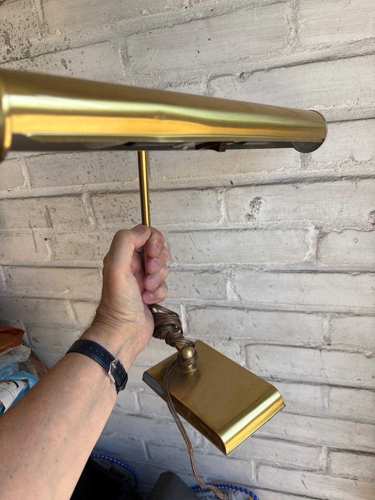messing schilderijlamp met schakelaar, Overige merken, Gebruikt, Overige fittingen, Ophalen of Verzenden