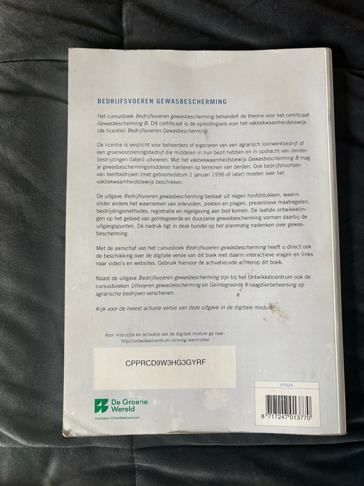 Cursusboek Bedrijfsvoeren Gewasbescherming, Boeken, Ophalen, Beta, Zo goed als nieuw, MBO