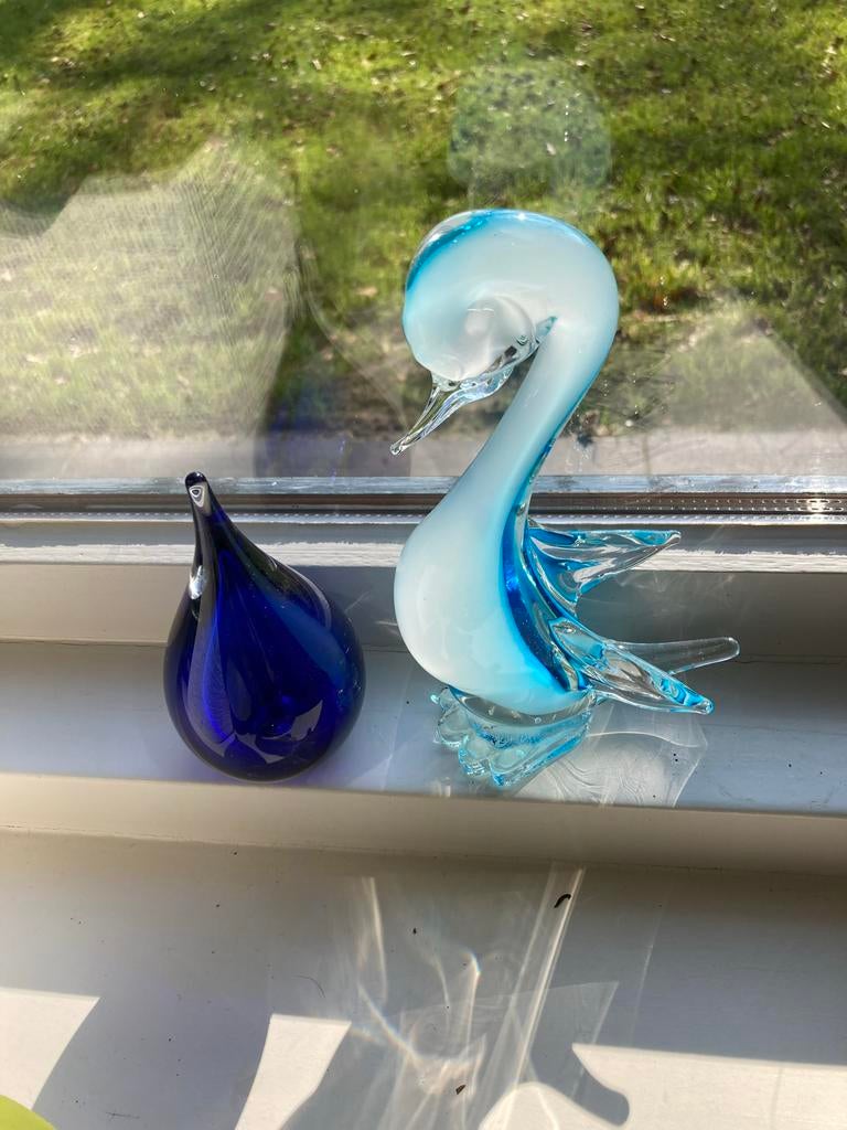 Prachtige Glazen vogel zwaan en presse papier druppel, Antiek en Kunst, Antiek | Glas en Kristal, Ophalen of Verzenden