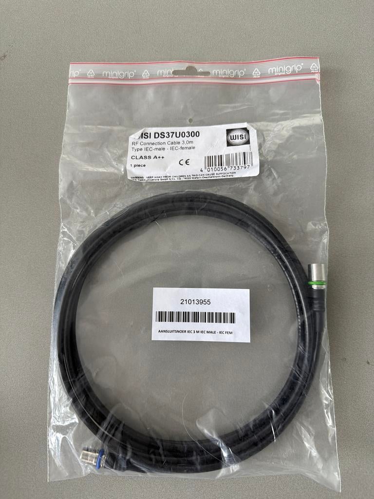 WISI RF Aansluitkabel IEC Male-Female 3m - Klasse A++, Ophalen of Verzenden, Nieuw, 2 tot 5 meter, Tv-kabel