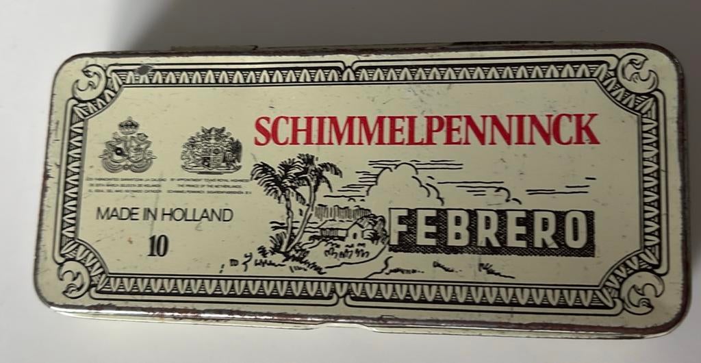 Schimmelpennick febrero sigaren (oud blikje), Ophalen of Verzenden, Gebruikt, Overige