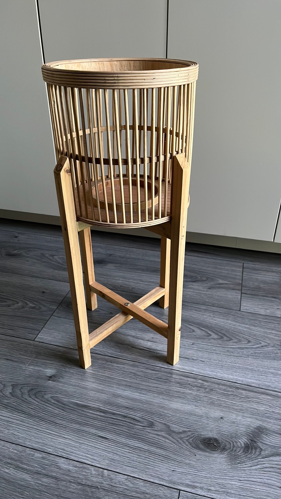 Rotan plantentafel, Ophalen of Verzenden, Zo goed als nieuw, Rond, Overige materialen