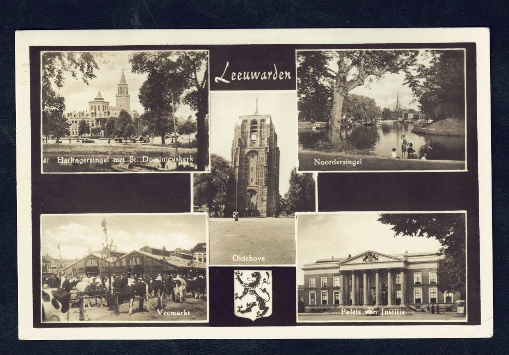 Leeuwarden - 5-luik -o.a. Veemarkt - 1954 (pst.st. Leeuw.St), Ophalen of Verzenden, 1940 tot 1960, Gelopen, Friesland