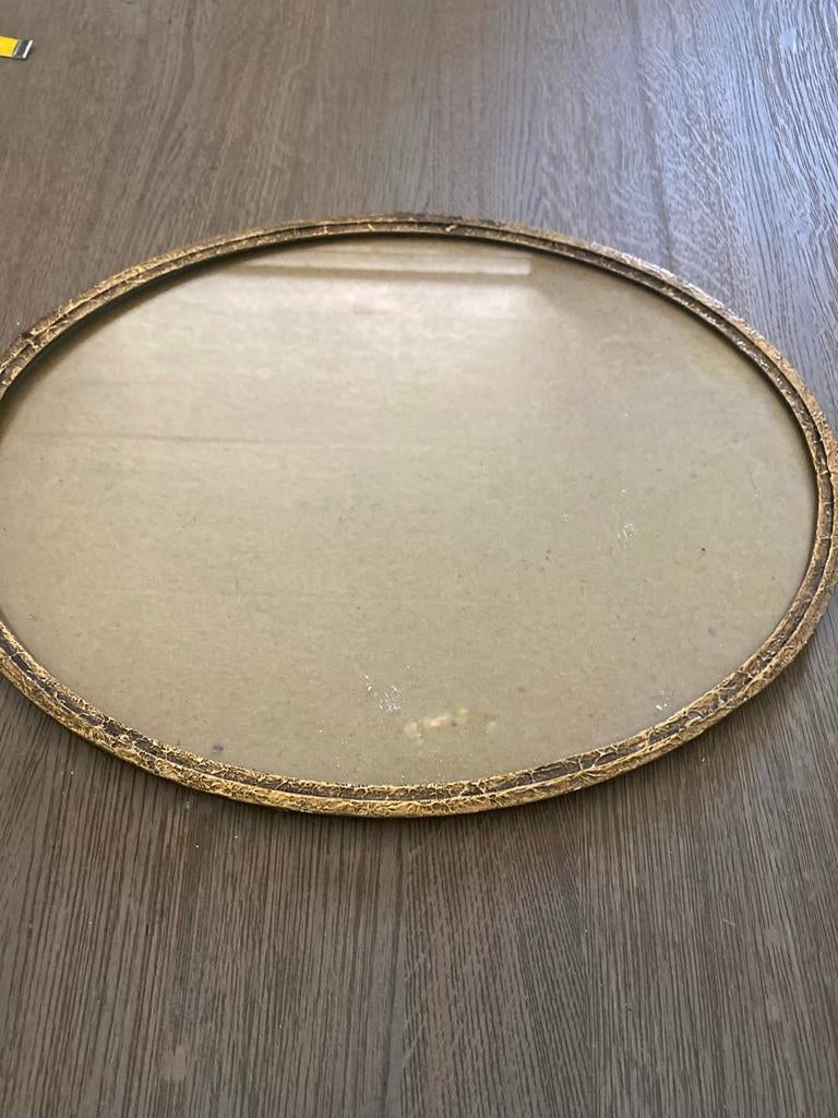 Oude ovale lijst met glas - Vintage decoratie, Ophalen of Verzenden, Gebruikt, Overige materialen, Minder dan 50 cm