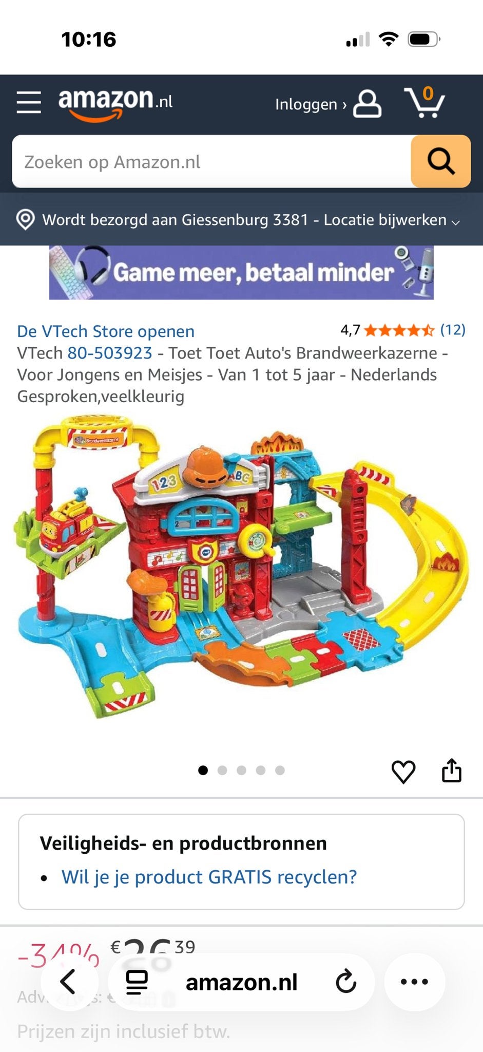 Grote collectie VTech Toet Toet Auto's en banen, Ophalen, Gebruikt