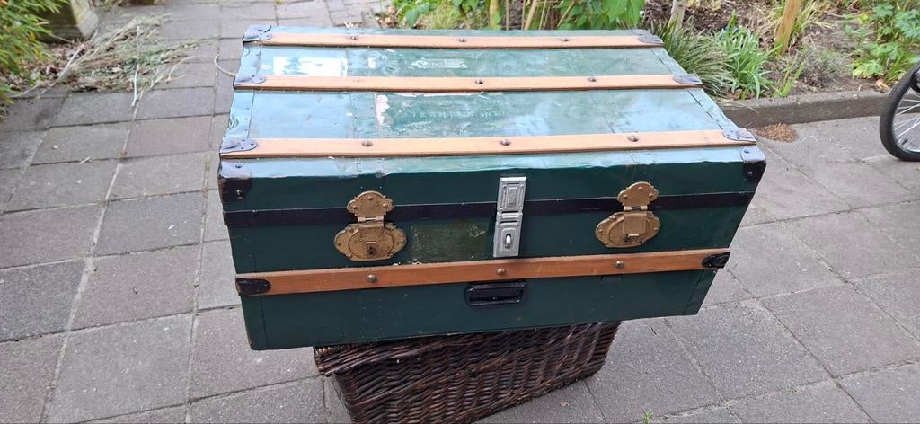 Vintage hutkoffer / reiskoffer - Groen, Ophalen