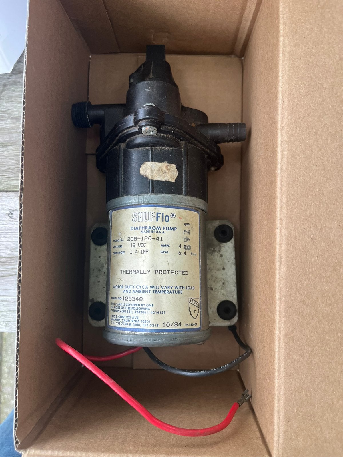 Shurflo Diafragma waterpomp 6,4 liter/minuut, 12volt, Ophalen of Verzenden, Gebruikt, Accu, Overige typen