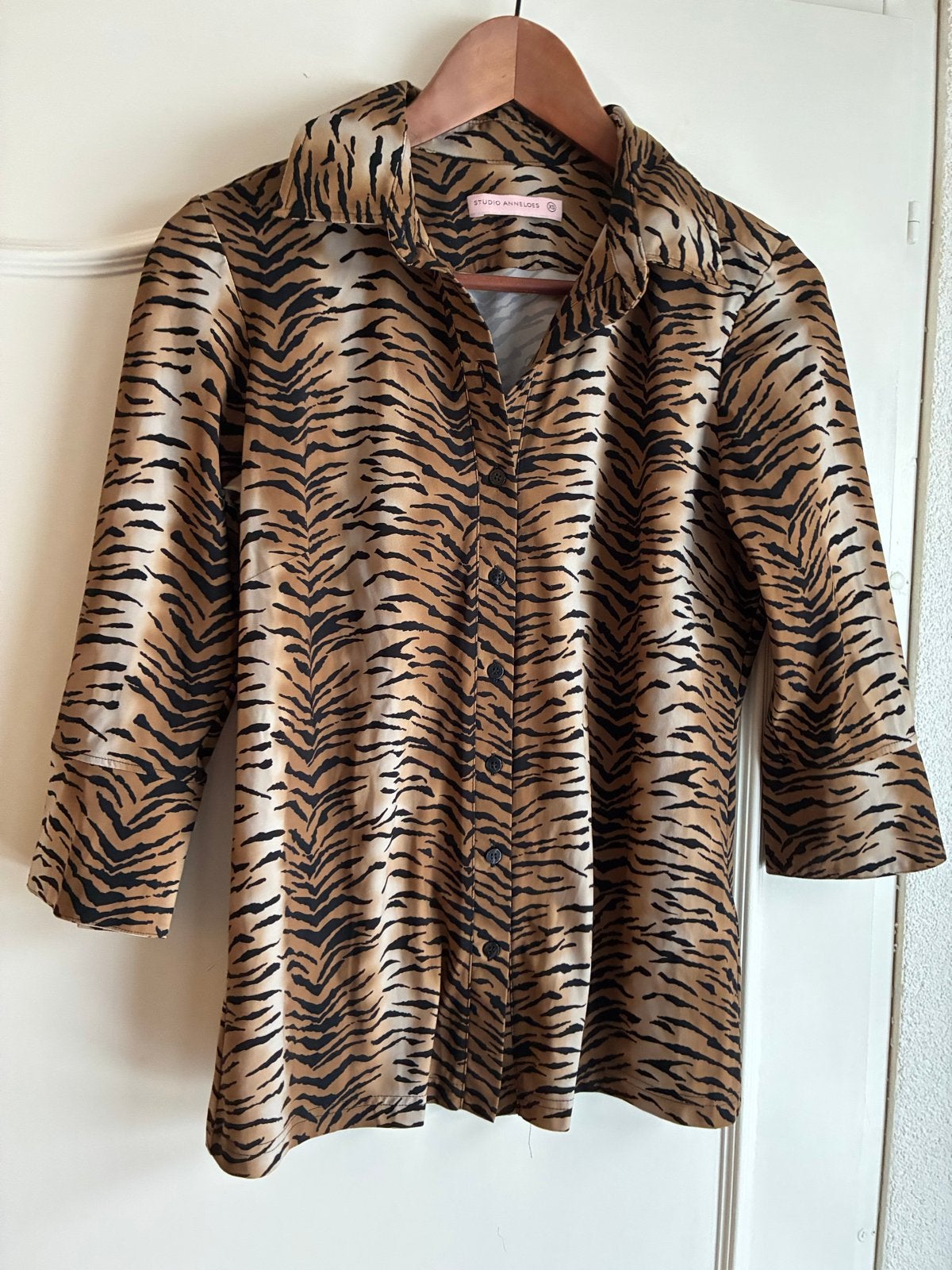 Studio Anneloes blouse met tijgerprint - Maat XS, Ophalen of Verzenden, Zo goed als nieuw, Maat 34 (XS) of kleiner, Bruin