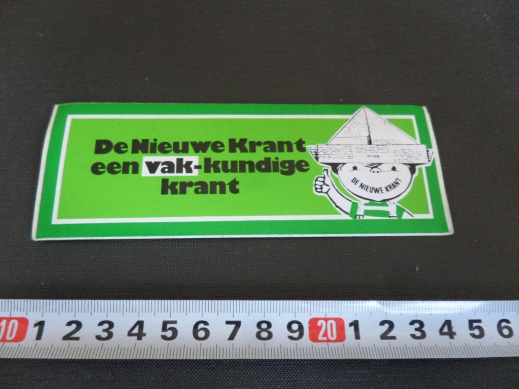 sticker de nieuwe krant een vak-kundige krant - strip, Verzamelen, Ophalen, Zo goed als nieuw