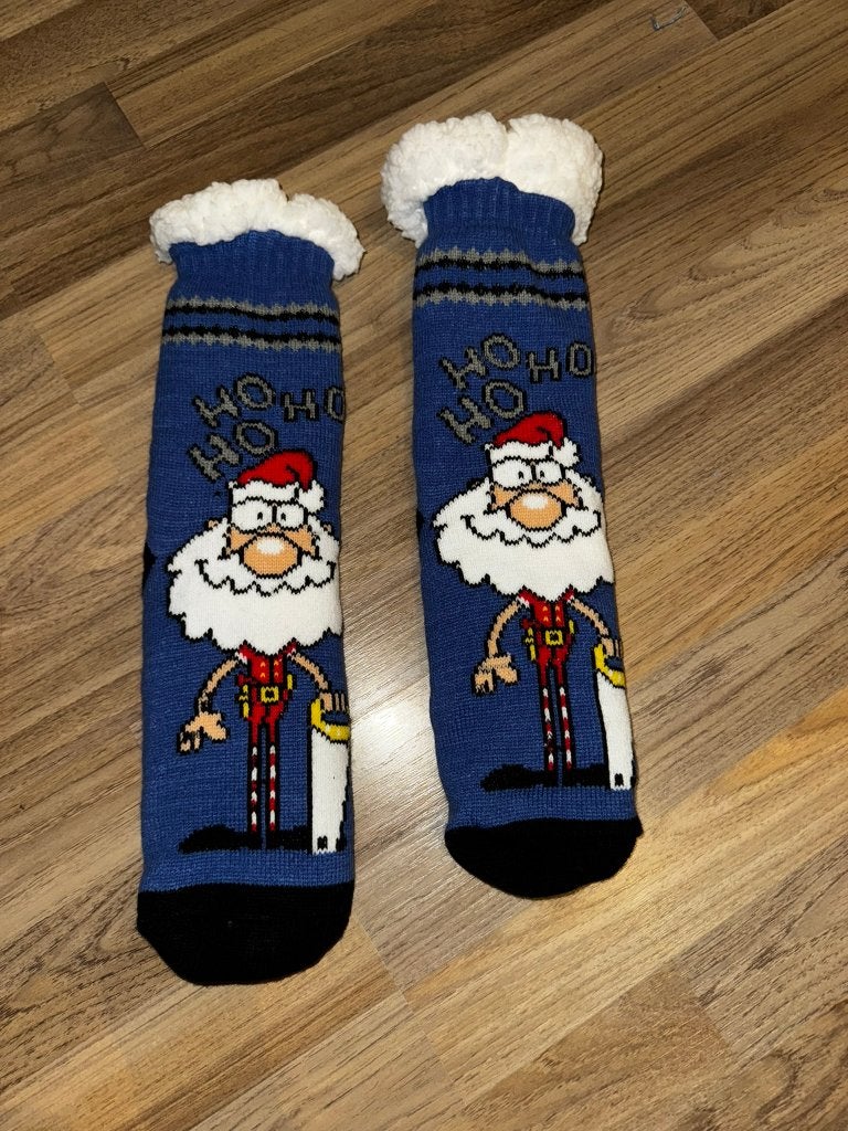 Sokpantoffels, sokken, pantoffels, blauw kerst, Diversen, Kerst, Verzenden, Nieuw
