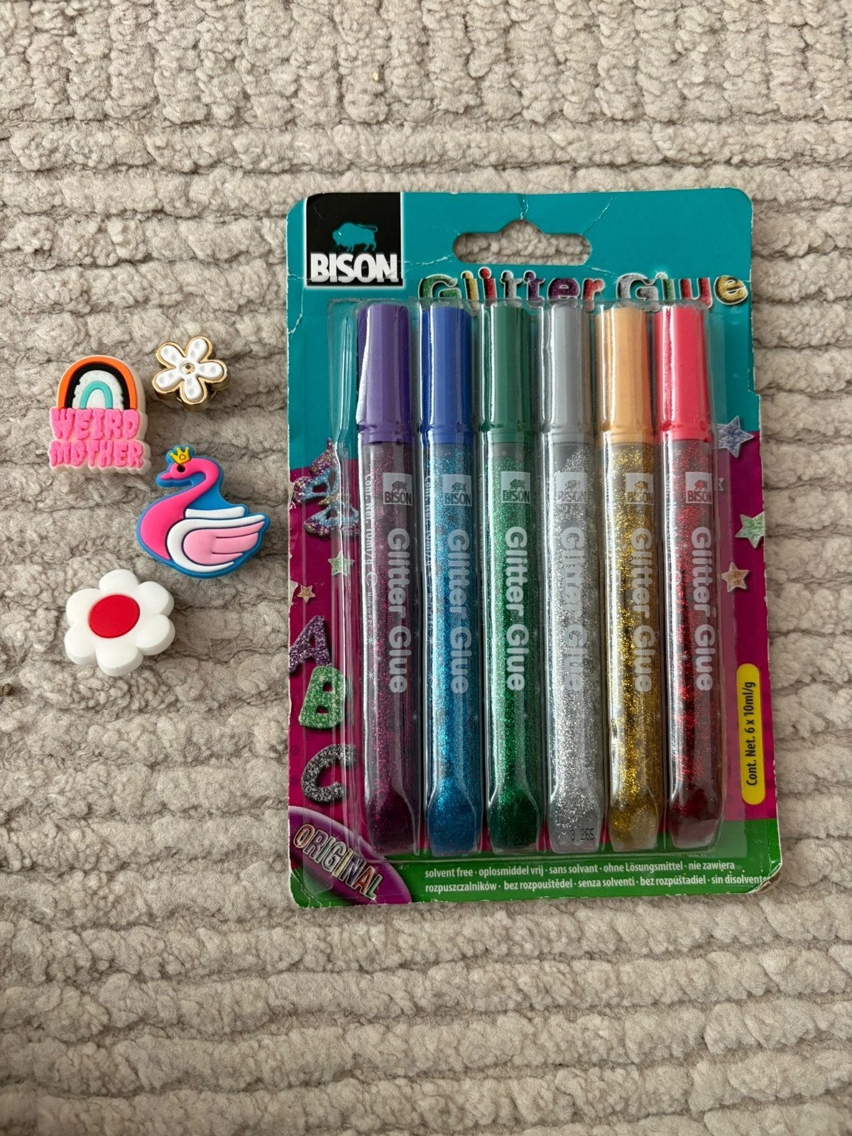 ⚠️Glitter Lijm Set + GRATIS Crocs Charms, Ophalen, Zelfklevend, Nieuw, Meerkleurig