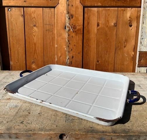 Emaille dienblad wit 65 cm x 44 cm origineel (nr1), Ophalen of Verzenden