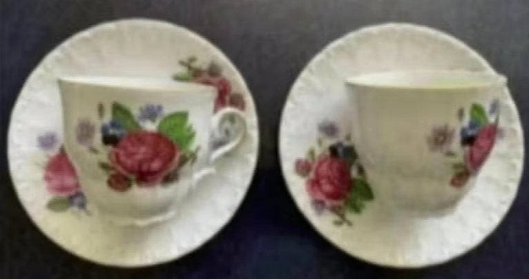 2x kop en schotel bloemen; Eversberg Bavaria - Germany, Ophalen of Verzenden, Zo goed als nieuw, Overige stijlen, Kop(pen) en/of Schotel(s)