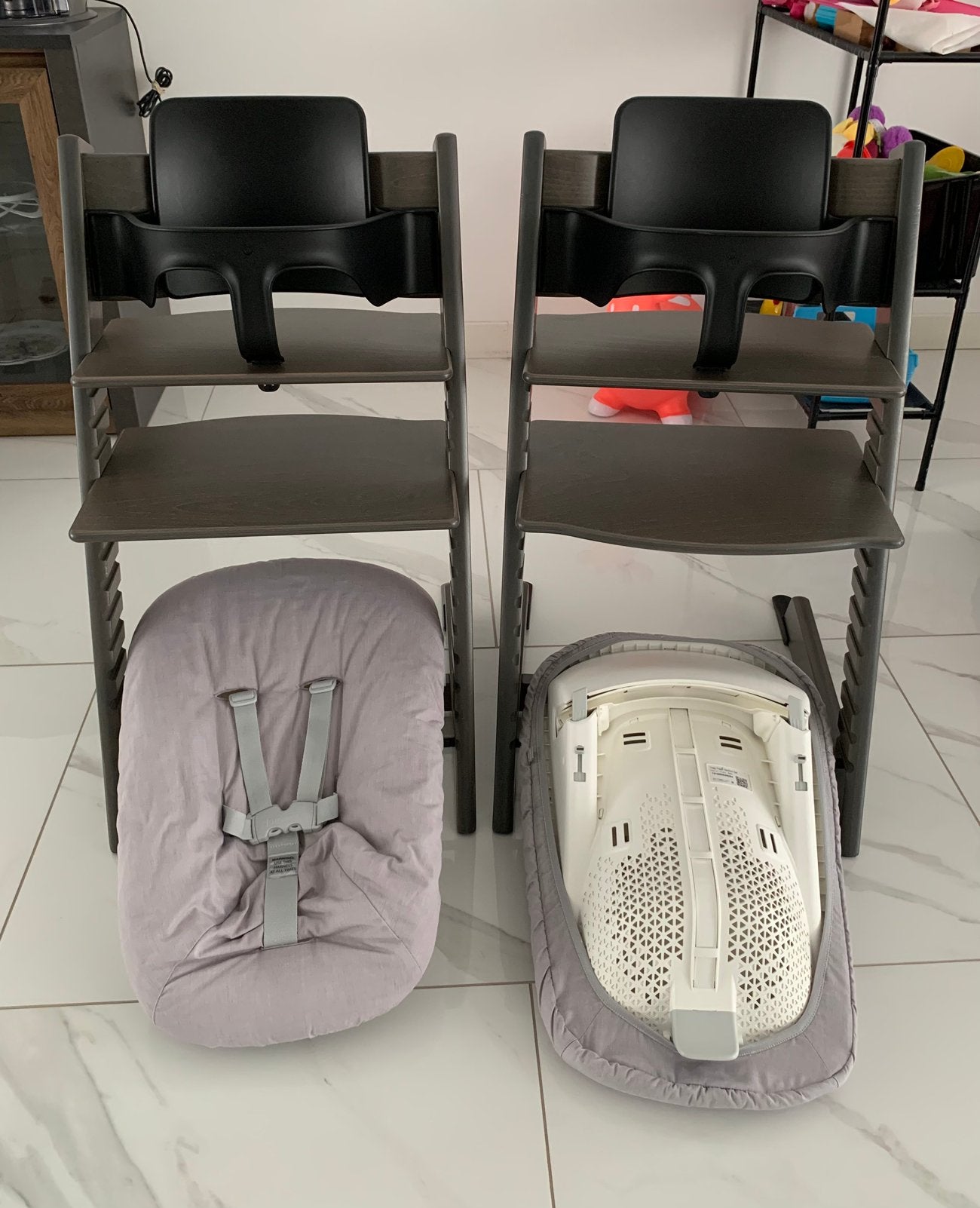 ZGAN Stokke HAZY GREY / Newborn 2 Standen / Babyset, Ophalen of Verzenden, Zo goed als nieuw, Meegroeistoel, Stoelverkleiner